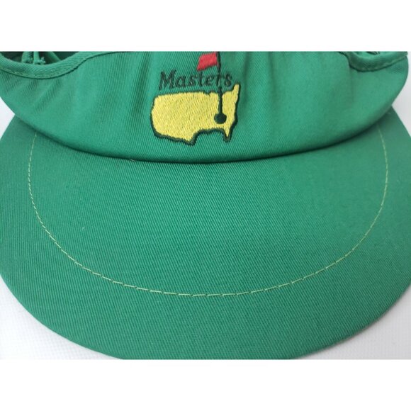 Vintage Masters Golf Green Visor Union Made In USA Adjustable Strap Buckle - Picture 3 of 11